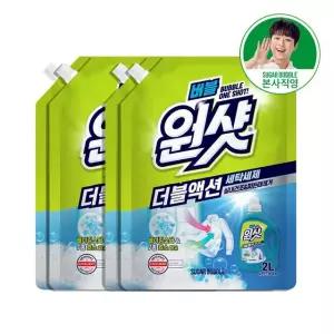 (eTV)슈가버블 버블원샷 더블액션 찌든때제거 액체 세탁세제 리필 2L x 4개