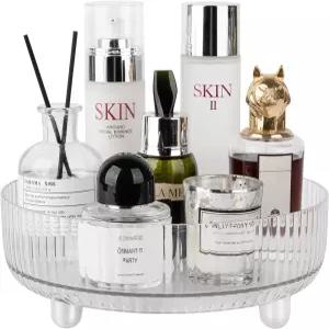 360 회전 메이크업 정리함 향수 트레이 스킨케어 홀더 화장품 보관 욕실 조리대 레이지 수잔 턴테이블
