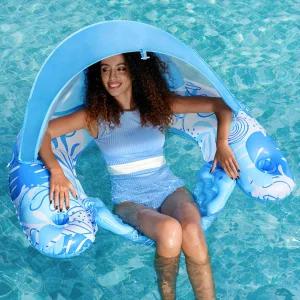 성인 캐노피 수영장 컵 홀더가 있는 XL 풍선 라운지 의자 플로팅 헤드레스트가 파티 비치 여름 물놀이