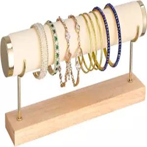 아케리밋 팔찌 디스플레이 홀더 뱅글 스토리지 싱글 티어 T-바 스탠드 타워 주얼리 손목시계 정리 화이트