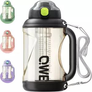 빨대와 손잡이가 달린 QWE 대형 플라스틱 물병 가벼운 체육관용 67온스 반갤런 PPSU 내열 재사용 가능 BPA