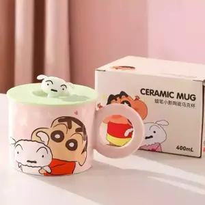 짱구 피규어 뚜껑 머그컵 360ml-핑크