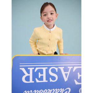 [BEANPOLE KIDS] [Essential] 여아 면 케이블 카디건  레몬 (BI515AGE1F)