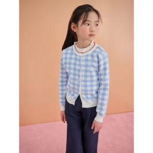 [BEANPOLE KIDS] 여아 깅엄 체크 카디건  스카이 블루 (BI515AG03Q)