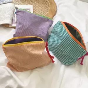 체크 패턴 파우치 화장품 수납 학생 파우치 여행 휴대