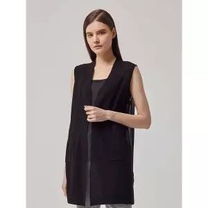 [하프클럽/크로커다일레이디]블랙 민소매 롱 가디건 CLBMSW103