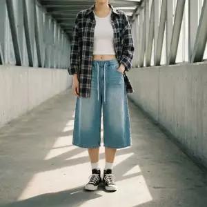 여자 남자 봄 여름 샌드워싱 버뮤다팬츠 밴딩 청반바지