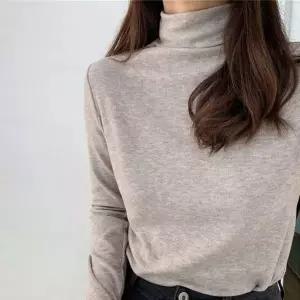 베이직 여성 기모 목폴라 티셔츠