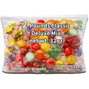 클래식 하드 캔디 디럭스 버라이어티 믹스 구색 - 스위트 버터 & 크림, 딸기 봉봉, 과일 디스크, 시나몬 & 버터스카치 디스크, 페퍼민트 & 스피어민트 스타라이트. 개별 포장(2파운드 봉지) 순 중량 32온스.
