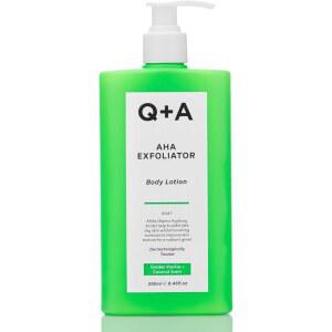 Q+A AHA 각질 제거 바디 로션(250ml), 젖산, 글리콜산 및 과일 AHA를 함유한 각질 제거 및 매끄러운 바디 모이스처라이저, 바디 버터 대체제, 바디 케어