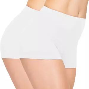 항상 여성 보이쇼트 속옷 팬티 - 소프트 스트레치 복서 브 요가 반바지 2팩 화이트 라지