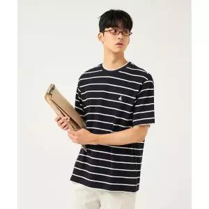 빈폴 BEANPOLE MEN 스트라이프 반소매 레이어드 티셔츠 네이비 BC5742C55R 441160