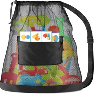 대형 메시 비치 백 드로스트링 장난감 가방 수영장 공 보관 체육관 백팩 쉘 정리함