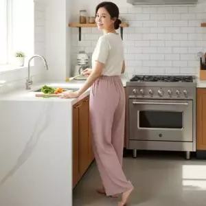 보슈아 남녀공용 파자마 하의9부 체크 면 홈웨