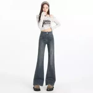 팬츠 여성용 스타일 완성 배기핏 청바지 오렌지 스판 슬림핏 스포M1