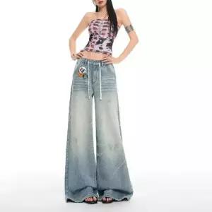 여친 바지 고양이 스트링 청바지 배기핏 오렌지 슬리퍼 수술 와이드 완성 워싱 슬림핏 스타일 스포M1