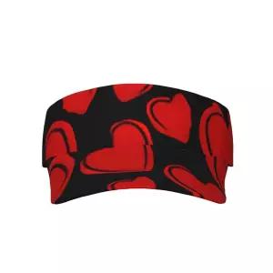 귀여운 발렌타인 데이 하트 프린트 선 스포츠 바이저 모자 레드 빈 탑 야구 선캡 남성 여성용, /10016