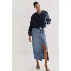 [ZARA] 자라 Z1975 크로스 데님 스커트 - 미디움 블루 3530037