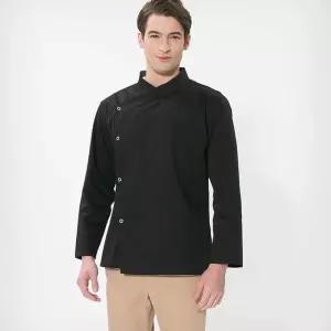 깔끔 블랙 주방 청결 위생 요리사 똑딱이 조리복 fMh9+4xCD