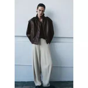 [국내배송] 자라 ZARA ZW 컬렉션 100% 가죽 봄버 재킷 LIMITED EDITION - 석류 956546