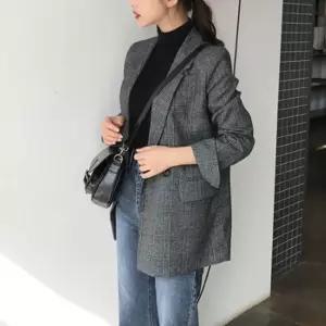 여성 클래식 체크 자켓 1P 봄가을 데이트 오피스룩