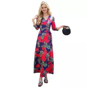 원피스 여사친 플라워 체인 프린트 바캉스룩 브이넥 슬림핏 랩스커트 원픽1