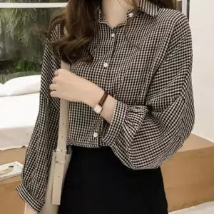 체크셔츠 잔체크 남방 여성 여름 블라우스 셔츠 카라 여자