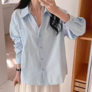 [신상오픈런]레이스셔츠 면남방 브이넥 빅사이즈 봄레이어드룩 (30442850)