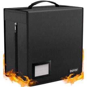 ENGPOW 내화 CD 케이스, CD/DVD 보관함, 지퍼가 달린 400 용량 바인더 DVD 휴대용 대형 카드 미디어 지갑 정리함, 홈 오피스 여행용 안전, 블랙, 12.2