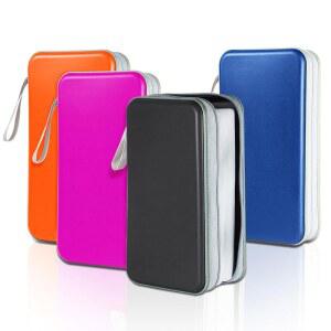 YILAG CD 케이스 DVD 보관함 4팩, 100용량 홀더 플라스틱 디스크 보관 지갑 바인더 자동차 홈 오피스 여행용 (4가지 색상)