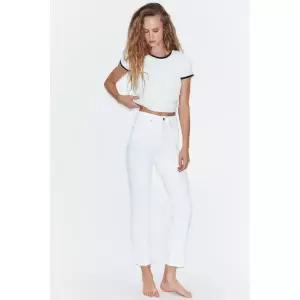 ZARA JEANS TRF CROPPED FLARE TIRO ALTO - 화이트