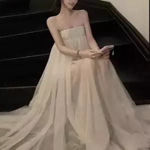 엘럽 여성 원피스 스커트 망사 롱 생일 튜브탑 클래식 레이스 원템1