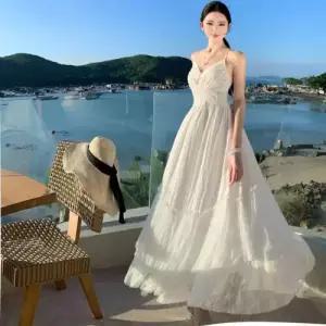 엘럽 원피스 여성 롱 레이스 여행 사진 바캉스 멜빵 원템1