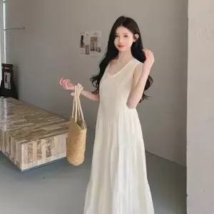 엘럽 원피스 여사친 자수 부드럽고 민소매 롱스커트 슬림핏 레이스 원템1