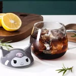 입체 뚜껑 유리컵 400ml 손잡이 물컵 빨대컵 음료잔 데일리 컵