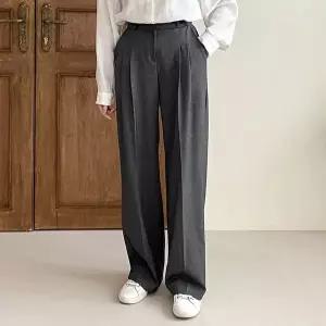 [유야]여성 투핀턱 하이웨스트 세미 와이드 슬랙스 SPN0739 봄 가을