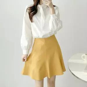 [하프클럽/옷자락]여자 하이웨스트 플레어 와플 빅사이즈 봄 미니스커트