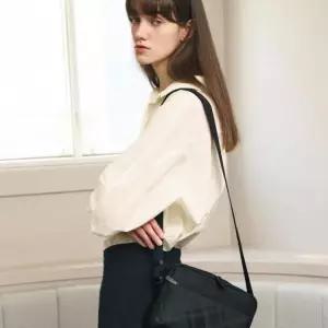 [롯데백화점]닥스 액세서리 (쇼핑백동봉) 블랙 체크 나일론 숄더백 DBBA6E863BK