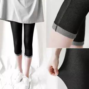 여성용 데님 7부 레깅스 여름 밴딩 스판 빅사이즈 롤업 청바지 쫄바지