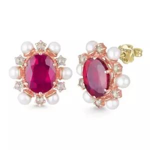 14k 로망스 천연 루비 귀걸이 다이아몬드)