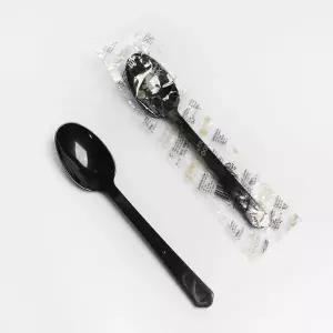 [해피팩](BW) 일회용 플라스틱 블랙 위생 숟가락 스푼 수저 1박스 1500개 개별포장