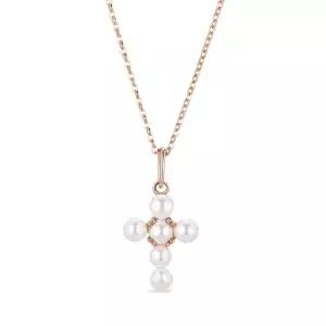 14k 비쥬 크로스 스와진주 펜던트