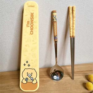 카카오프렌즈 춘식이 가벼운 공간효율 진공 수저 케이스 세트 M 성인용