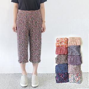허니마마 꽃 주름바지 엄마 할머니옷 여름 7부 바지 실내복 잠옷 꽃무늬 고무줄 플리츠