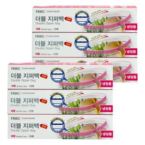 프로그 더블 지퍼백 냉장용 대형, 15매, 6개