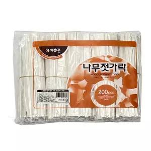 아이존 일회용 나무 젓가락 (비닐포장) 200개입 ( 일회용품 라면 산낙지 여행 바비큐 식당 배달 젓가락