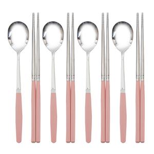 픽미 컬러 수저세트 (숟가락, 4개 + 젓가락, 4개) 베이직 소프트핑크(SP)