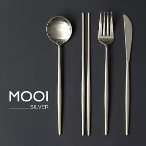 무이 국산 한식기 실버 커트러리 4종세트 양식기 (스푼, 젓가락, 포크, 나이트)
