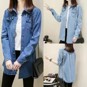 청 셔츠 데님 남방 루즈핏 긴팔 블라우스 자켓 재킷 편안한 글로벌와이