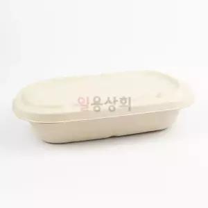 펄프용기 타원형 DRP 850QA 크라프트 펄프 뚜껑 500세트 종이도시락